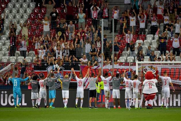 SOCCER - UEFA CL quali, RBS vs Tirana SALZBURG,AUSTRIA,03.AUG.16 - SOCCER - UEFA Champions League, qualification, Red Bull Salzburg vs FK Partizani Tirana. Image shows the rejoicing of RBS. GEPAxpictures xFlorianxErtl
