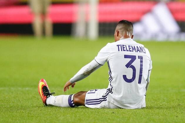 Anderlecht s Youri Tielemans looks dejected after the return leg of the third qualification round for the Champions League competition between Belgian first league soccer team RSC Anderlecht and Russian team FC Rostov in Brussels, Wednesday 03 August 2016. The first leg ended in a 2-2 draw. BRUNOxFAHY  x04903122x