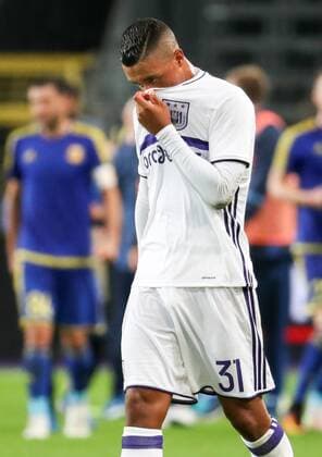 Anderlecht s Youri Tielemans looks dejected after the return leg of the third qualification round for the Champions League competition between Belgian first league soccer team RSC Anderlecht and Russian team FC Rostov in Brussels, Wednesday 03 August 2016. The first leg ended in a 2-2 draw. VIRGINIExLEFOUR  x04903126x