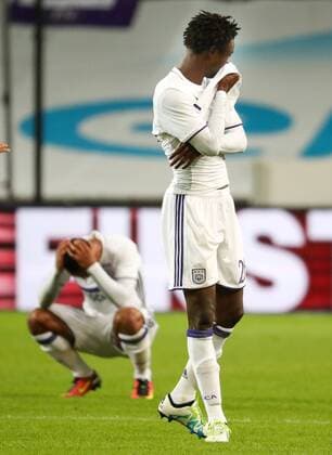 Anderlecht s Idrissa Sylla looks dejected after the return leg of the third qualification round for the Champions League competition between Belgian first league soccer team RSC Anderlecht and Russian team FC Rostov in Brussels, Wednesday 03 August 2016. The first leg ended in a 2-2 draw. VIRGINIExLEFOUR  x04903145x