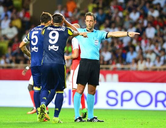 UEFA Champions League Third qualifying round second leg match between Monaco and Fenerbahce at Stade Louis II Stadium in Monaco , France on August 03, 2016. Final Score : Monaco 3 - Fenerbahce 1 Pictured: Referee Artur Dias 