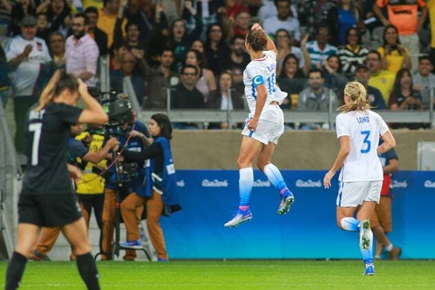 Rio 2016, Fußball, Damen, USA - Neuseeland Olympics 2016 Football BH BELO HORIZONTE, MG - 03.08.2016: OLYMPICS 2016 FOOTBALL BH - Carli Lloyd scored the first goal of the United States during the match between United States (USA) x New Zealand (NZL), the Football Group G Olympic Women, the 2016 Olympics held in Mineirao Stadium in the host city Belo Horizonte, MG . (Photo: Dudu Macedo Fotoarena) x1170012x  DuduxMacedo