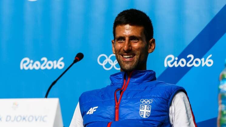 RIO DE JANEIRO, BRAZIL - AUGUST 03: Novak Djokovic of Serbia speaks with the media during a press conference PK Pressekonferenz at the Main Press Centre ahead of the Rio 2016 Olympic Games Olympische Spiele Olympia OS on August 3, 2016 in Rio de Janeiro, Brazil.  CFP489501253 
