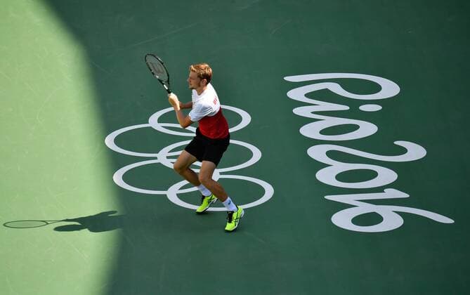 Belgian tennis player David Goffin pictured during a training session of Team Belgium s tennis players ahead of the start of the 2016 Olympic Games Olympische Spiele Olympia OS in Rio, Brazil, Thursday 04 August 2016. ERICxLALMAND  x04903443x