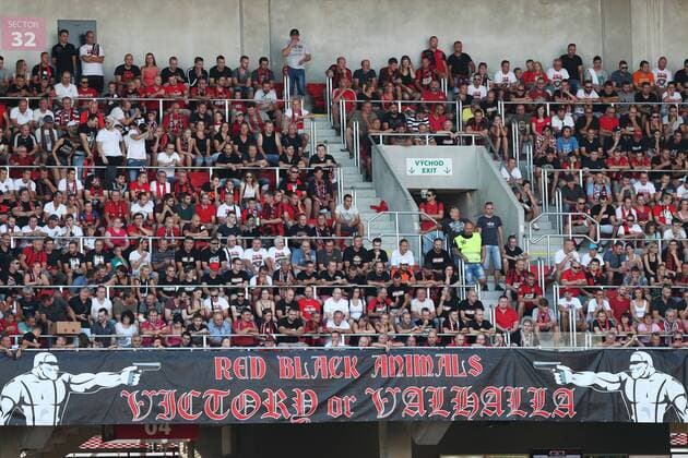SOCCER - EL quali, Trnava vs A.Wien TRNAVA,SLOVAKIA,04.AUG.16 - UEFA Europa League, qualification, FC Spartak Trnava vs FK Austria Wien. Image shows fans. GEPAxpictures xChristianxOrt