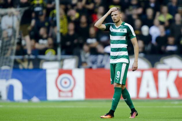 160804 Panathinaikos Marcus Berg deppar under fotbollsmatchen i kvalet till Europa League mellan AIK och Panathinaikos den 4 Augusti 2016 i Stockholm.  Copyright: KentaxJönsson BB160804BB225