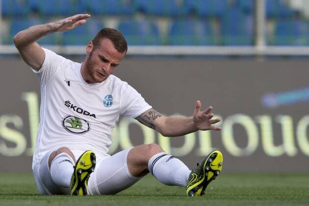 Lukas Pauschek of Boleslav reacts during the 3rd qualifying round of the European League match FK Mlada Boleslav vs Shkendija Tetovo in Mlada Boleslav, Czech Republic, August 4, 2016. (CTKxPhoto MichalxKamaryt) CTKPhotoP201608040874501  kmt 5