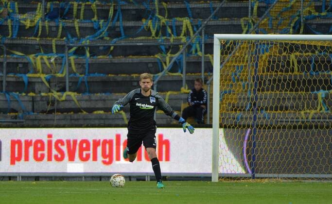 Fussball, Herren, Saison 2016 17, Europa League, 3. Qualifikationsrunde (Rückspiel), Bröndby IF - Hertha BSC, Torwart Thomas Kraft (Hertha BSC), 04.08. 2016,