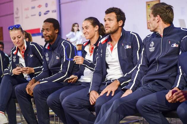 Jo Wilfried Tsonga Caroline Garcia Gael Monfils - Rio de Janeiro, Olympische Sommerspiele - Pressetermin Nationalteam Tennis Frankreich - 04 08 2016 JBAutissier Panoramic 