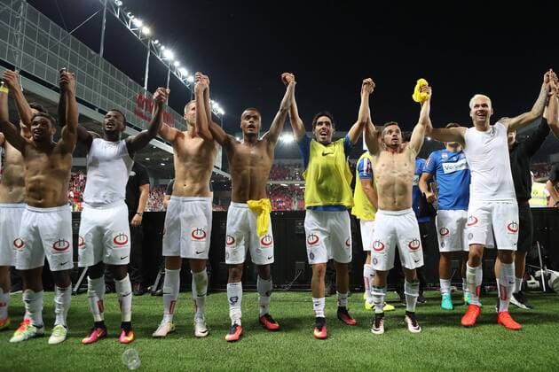 SOCCER - EL quali, Trnava vs A.Wien TRNAVA,SLOVAKIA,04.AUG.16 - UEFA Europa League, qualification, FC Spartak Trnava vs FK Austria Wien. Image shows the rejoicing of A.Wien. GEPAxpictures xChristianxOrt