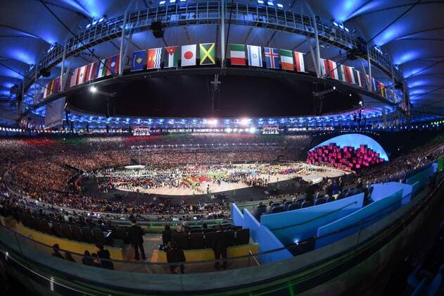 Rio 2016, Eröffnungsfeier Opening of the Rio 2016 Olympics RIO DE JANEIRO, RJ - 05.08.2016: OPENING OF THE RIO 2016 OLYMPICS - Opening of the Rio 2016 Olympics held in the Maracana Stadium. NOT AVAILABLE FOR LICENSING IN CHINA (Photo: Celso Pupo Fotoarena) x1171406x  CelsoxPupo