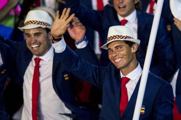 Rio 2016, Eröffnungsfeier 160805 Spaniens Rafael Nadal, Tennis Eröffnungszeremonie OS den 5 august 2016 i Rio de Janeiro.  Copyright: PETTERxARVIDSON BB160805PA086