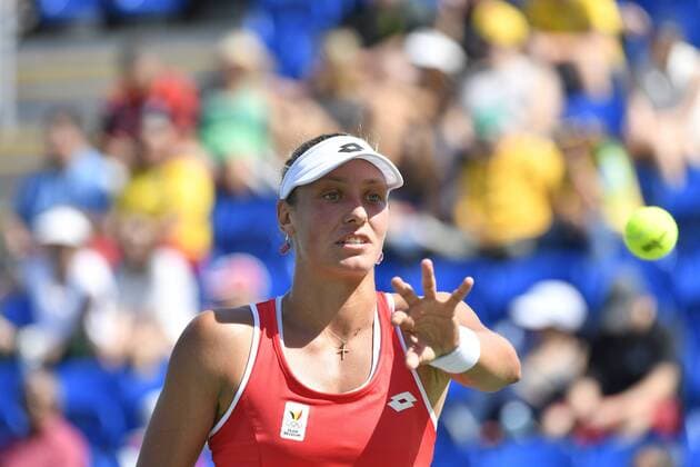Belgian tennis player Yanina Wickmayer reacts during a tennis game between Belgian Yanina Wickmayer and Czech Barbora Strycova, in the first round of the women s tennis tournament at the 2016 Olympic Games Olympische Spiele Olympia OS in Rio de Janeiro, Brazil, Saturday 06 August 2016. BENOITxDOPPAGNE  x04904889x