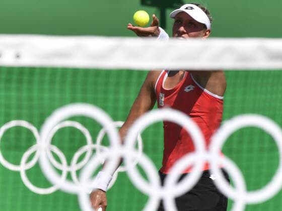 Belgian tennis player Yanina Wickmayer serves during a tennis game between Belgian Yanina Wickmayer and Czech Barbora Strycova, in the first round of the women s tennis tournament at the 2016 Olympic Games Olympische Spiele Olympia OS in Rio de Janeiro, Brazil, Saturday 06 August 2016. BENOITxDOPPAGNE  x04904876x