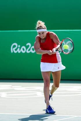 2016 Tennis Olympics RIO DE JANEIRO, RJ - 06.08.2016: 2016 TENNIS OLYMPICS - Timea Bacsinszky (SUI) during the Tennis Rio Olympics 2016 held at the Olympic Tennis Centre. NOT AVAILABLE FOR LICENSING IN CHINA (Photo: Andre Chaco Fotoarena) x1172049x  AndrexChaco