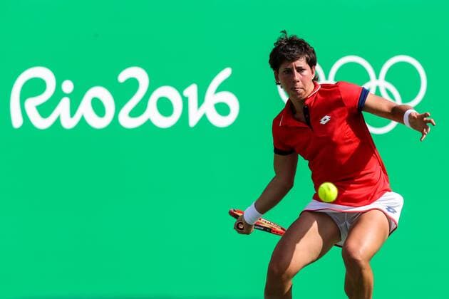 2016 Tennis Olympics RIO DE JANEIRO, RJ - 06.08.2016: 2016 TENNIS OLYMPICS - Carla Suárez Navarro (ESP) for the Tennis Rio Olympics 2016 held at the Olympic Tennis Centre. NOT AVAILABLE FOR LICENSING IN CHINA (Photo: Andre Chaco Fotoarena) x1172326x  AndrexChaco