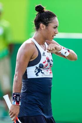 2016 Tennis Olympics RIO DE JANEIRO, RJ - 06.08.2016: 2016 TENNIS OLYMPICS - Heather Watson (GRB) for the Tennis Rio Olympics 2016 held at the Olympic Tennis Centre. NOT AVAILABLE FOR LICENSING IN CHINA (Photo: Andre Chaco Fotoarena) x1172336x  AndrexChaco