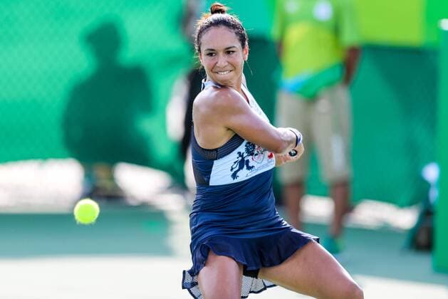 2016 Tennis Olympics RIO DE JANEIRO, RJ - 06.08.2016: 2016 TENNIS OLYMPICS - Heather Watson (GRB) for the Tennis Rio Olympics 2016 held at the Olympic Tennis Centre. NOT AVAILABLE FOR LICENSING IN CHINA (Photo: Andre Chaco Fotoarena) x1172337x  AndrexChaco