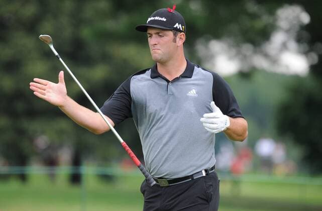 Friday August 6, 2016: Jon Rahm reacts after hitting a shot on the 7th hole during the third round of the Travelers Golf Championship at TPC River Highlands in Cromwell, Connecticut. CSM PGA Golf Herren 2016: Travelers Championship AUG 06 - ZUMAc04_