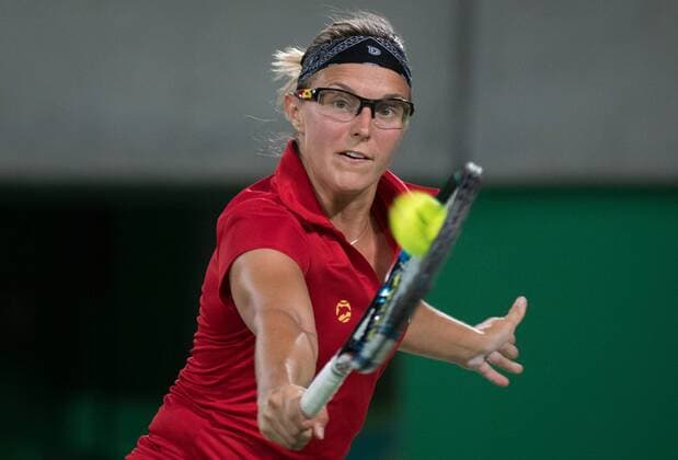 Rio 2016, Tennis Belgian tennis player Kirsten Flipkens pictured during a tennis game between Belgian Kirsten Flipkens and American Venus Williams, in the first round of the women s tennis tournament at the 2016 Olympic Games Olympische Spiele Olympia OS in Rio de Janeiro, Brazil, Saturday 06 August 2016. BENOITxDOPPAGNE  x04905482x