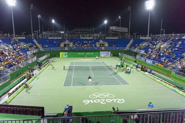 Rio 2016, Tennis, Kohlschreiber besiegt Pella BRA, Olympia 2016 Rio, Tennis, Philipp Kohlschreiber (GER) vs Guido Pella (ARG) 06.08.2016, Olympic Tennis Center, Rio de Janeiro, BRA, Olympia 2016 Rio, Tennis, Philipp Kohlschreiber (GER) vs Guido Pella (ARG), im Bild uebersicht Foto © nordphoto Straubmeier nordphotox xStraubmeier