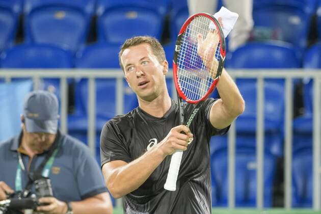 Rio 2016, Tennis, Kohlschreiber besiegt Pella BRA, Olympia 2016 Rio, Tennis, Philipp Kohlschreiber (GER) vs Guido Pella (ARG) 06.08.2016, Olympic Tennis Center, Rio de Janeiro, BRA, Olympia 2016 Rio, Tennis, Philipp Kohlschreiber (GER) vs Guido Pella (ARG), im Bild Philipp Kohlschreiber (GER) bedankt sich bei den Zuschauern Foto © nordphoto Straubmeier nordphotox xStraubmeier