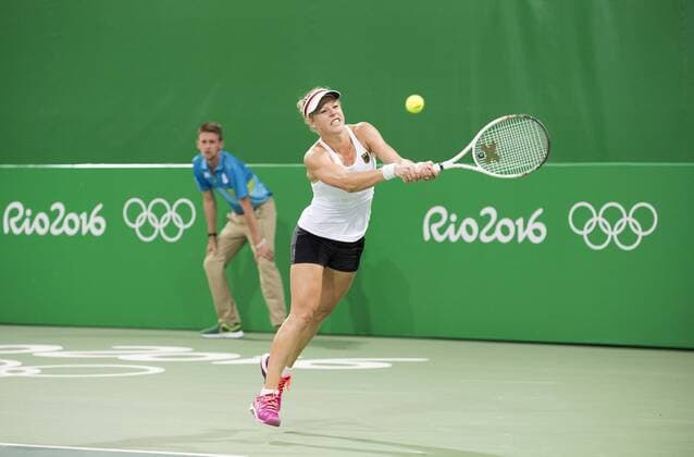 Laura SIEGEMUND, GER, Aktion, Tennis Doppel der Frauen, Women s Doubles First Round KASATKINA Daria KUZNETSOVA Svetlana, RUS vs GROENEFELD Anna-Lena SIEGEMUND Laura, GER 2:0 am 06.08.2016 Olympische Sommerspiele 2016, vom 05.08. - 21.08.2016 in Rio de Janeiro Brasilien.