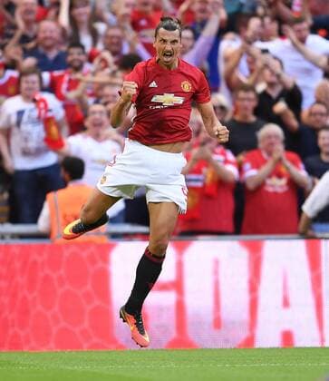 07.08.2016, Wembley Stadion, London, ENG, Community Shield, Leicester City vs Manchester United ManU im Bild Zlatan Ibrahimovic of Manchester United celebrates scoring their second goal Zlatan Ibrahimovic of Manchester United celebrates scoring their second goal during the Community Shield Match between Leicester City vs Manchester United at the Wembley Stadion in London, Great Britain on 2016 08 07. London  EX_FOCUS_FIL  