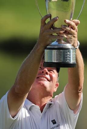 August 7, 2016 - Blaine, MN, USA - Joe Durant celebrates his playoff victory at the 2016 3M Championshionship Tournament on Sunday, Aug. 7. 3M Championship - ZUMAm67_