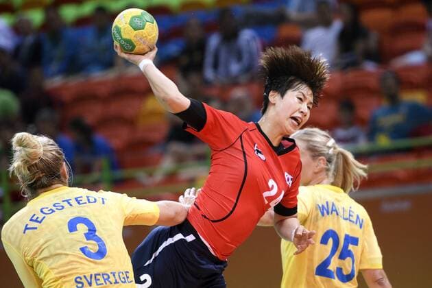 Rio 2016, Handball, Damen, Schweden - Südkorea 160808 Koreas Han Na Gwon - Handball, Damen, Nationalteam - Südkorea - Schweden 8 august 2016 -- OS i Rio de Janeiro.  Copyright: CARLxSANDIN BB160808CS013