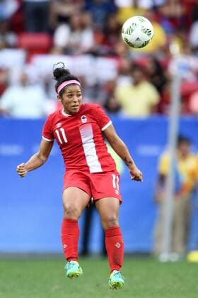 160809 Kanada s Desiree Scott - Fußball, Deutschland vs Kanada Nationalteam 9. August 2016 OS i Brasilia.  Copyright: CARLxSANDIN BB160809CS066
