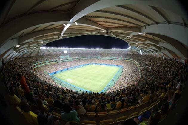 Olympics 2016 Football Manaus MANAUS, AM - 09.08.2016: OLYMPICS 2016 FOOTBALL MANAUS - Fans of Brazil lota Amazon Arena for the match between South Africa (RSA) vs. Brazil (BRA) for the game of Group E of the Olympic Women& 39;s FootbRll Rio Olympics 2016 held in Amazonia Arena in Manaus host city. (Photo: Emanuel Pires Fotoarena) x1176688x  EmanuelxPires