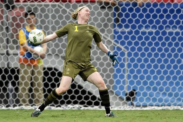 160809 Schweden s Hedvig Lindahl Fußball China vs Schweden 9 August 2016 OS i Brasilia.  Copyright: CARLxSANDIN BB160809CS105