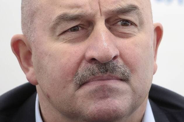 MOSCOW, RUSSIA â€“ AUGUST 11, 2016: Stanislav Cherchesov, newly appointed head coach of the Russian men s national football team, looks on at a news conference following a meeting of the Executive Committee of the Russian Football Union. Mikhail Metzel TASS  TS02CA9F