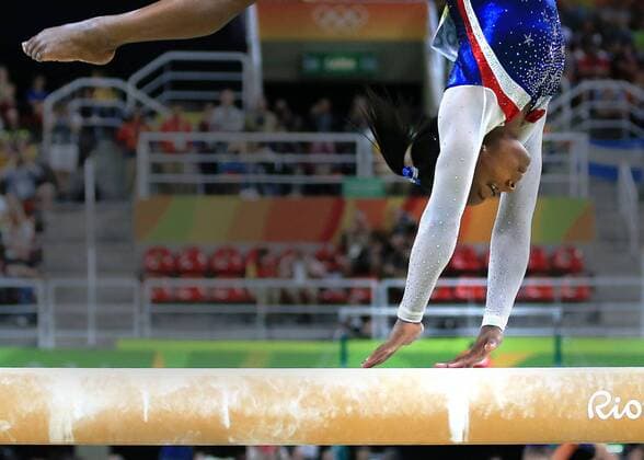 August 11, 2016 - Rio de Janeiro, RJ, Brazil - USA s Simone BILES executes her routine on the balance beam during the Women s Individual All-Around Final Thursday at the 2016 Rio Summer Olympics. RIO 2016 - Artistic Gymnastics: Women s - ZUMAa35_