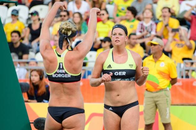 12.08.2016, Rio de Janeiro, Copacabana Beachvolleyball, Olympische Spiele Jubel Karla Borger ( 1 GER), Britta Büthe Buethe ( 2 GER)