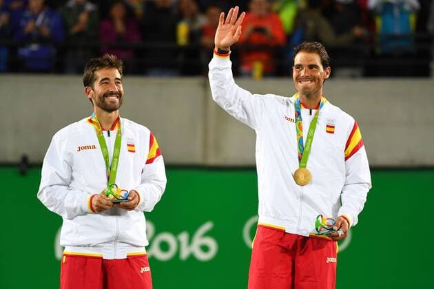 Marc Lopez (ESP) Rafael Nadal (ESP) TENNIS : OS Sommer 2016 - Rio - 12 08 16 Virginiebouyer panoramic 