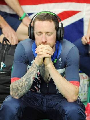 Rio 2016 Summer Olympics - Day Ten Friday 12th August Track cycling Rad Radsport Bahnrad Bahn - Mens team Pursuit Final Sir Bradley Wiggins relaxes before the race with his headphones on at The Rio Olympic Velodrome COLORSPORT ANDREW COWIE 