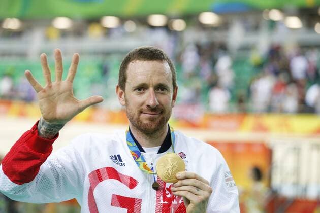 Britain s Bradley Wiggins celebrates after winning the gold medal in the men s team Pursuit at the Track cycling Rad Radsport Bahnrad Bahn event at the 2016 Olympic Games Olympische Spiele Olympia OS in Rio de Janeiro, Brazil, Friday 12 August 2016. YUZURUxSUNADA  x04909446x