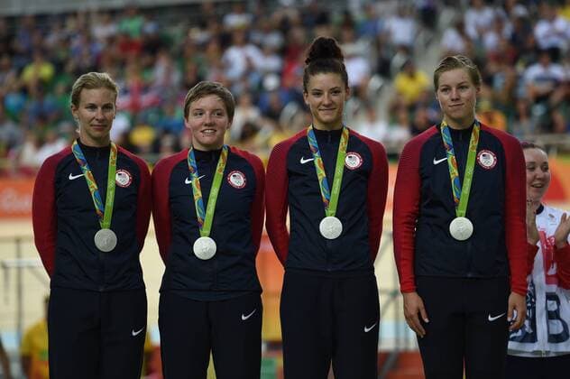 13-08-2016 Giochi Olimpici Pista Donne; Giornata 03; 2016, Usa; Hammer, Sarah; Catlin, Kelly; Dygert, Chloe; Valente, Jennifer; Rio De Janeiro; 