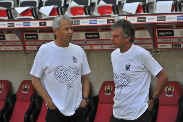 lucien favre - Christian Gourkuff - Fussball Frankreich, Ligue 1, OGC Nice vs. Stade Rennes - 14 08 2016 NorbertScanella Panoramic 