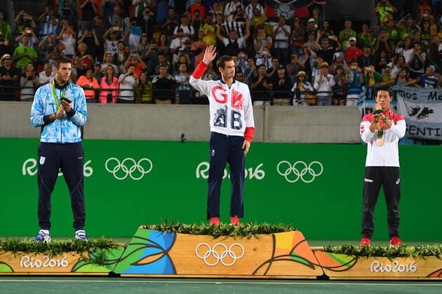Juan Martin Del Potro (ARG) Andy Murray (GBR) Kei Nishikori (JPN) TENNIS : Olympische Spiele 2016 - Rio de Janeiro - 14 08 16 Virginiebouyerx 