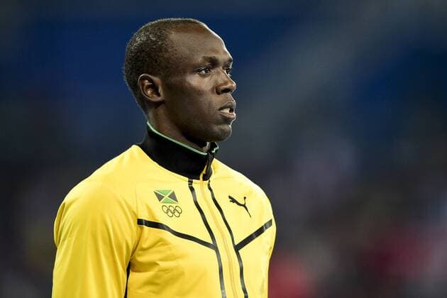 Rio 2016, Leichtathletik, 100m der Herren, Usain Bolt während der Siegerehrung BOLT Usain (JAM) - podium 100m- Olympia 2016 in Rio, Leichtathletik - 15 08 2016 JBAutissier Panoramic 