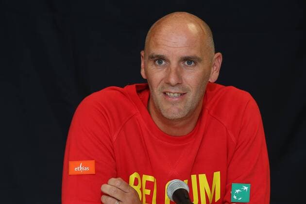 Davis Cup captain Johan Van Herck pictured during a press conference PK Pressekonferenz ahead of the Davis Cup World Group play-off between Belgium and Brazil, Tuesday 16 August 2016, in Oostende. This Davis Cup game will be played from 16 to 18 September 2016 in Oostende Sleuyter Arena BRUNOxFAHY  x04912371x