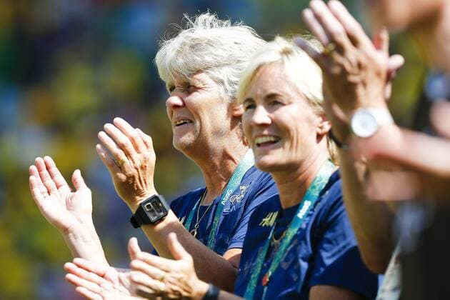 Rio 2016, Fußball, Damen, Schweden zieht ins Finale ein Olympics 2016 Football RJ RIO DE JANEIRO, RJ - 16.08.2016: OLYMPICS 2016 FOOTBALL RJ - The Tecina Sundhage of Sweden during the dispute between Brazil (BRA) and Sweden (SWE) the semifinal of the Olympic Women& 39;stball Rll Rio Olympics 2016 held at Maracana Stadium in the host city Rio de Janeiro. x1185183x  MarcoxGalv?o