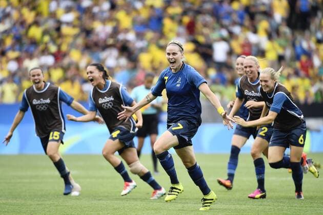 Rio 2016, Fußball, Damen, Schweden zieht ins Finale ein Schweden s Lisa Dahlkvist Halbfinale Brasilien - Schweden Olympische Spiele in Rio de Janeiro.  Copyright: CARLxSANDIN BB160816CS043