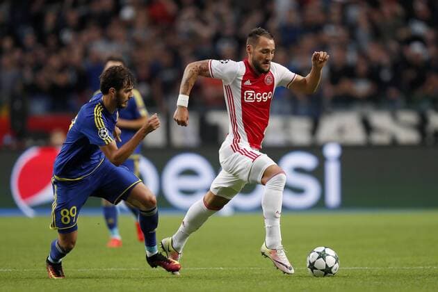 (L-R) Aleksandr Erokhin of FK Rostov, Nemanja Gudelj of Ajax during the Champions League play-off match between Ajax and FK Rostov at the Amsterdam Arena on august 16, 2016 in Amsterdam, the Netherlands Ajax v FK Rostov Champions League 2016 2017 xVIxxIVx 6030868