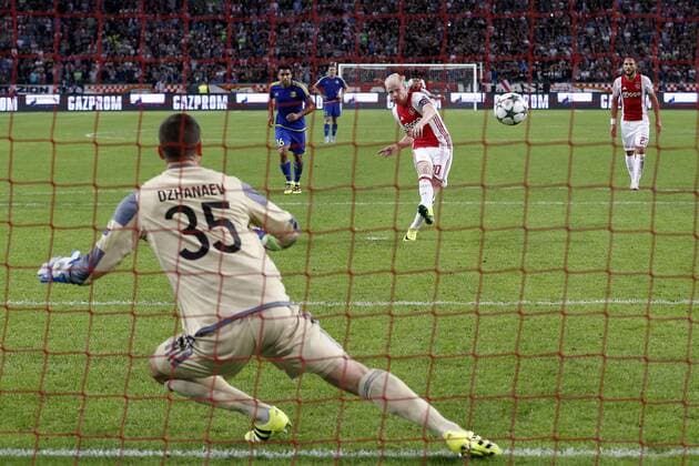 (L-R), Soslan Dzhanaev of FC Rostov, Davy Klaassen of Ajax during the Champions League play-off match between Ajax and FK Rostov at the Amsterdam Arena on august 16, 2016 in Amsterdam, the Netherlands Ajax v FK Rostov Champions League 2016 2017 xVIxJeroenxPutmansxIVx 6030904