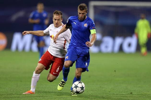 Champions League play off - GNK Dinamo vs FC Red Bull Salzburg 16.08.2016., Zagreb, Croatia - First leg of UEFA Champions League play off at Maksimir stadium between GNK Dinamo and FC Red Bull Salzburg. Christian Schwegler, Domagoj Antolic.  DaliborxUrukalovic PIXSELL