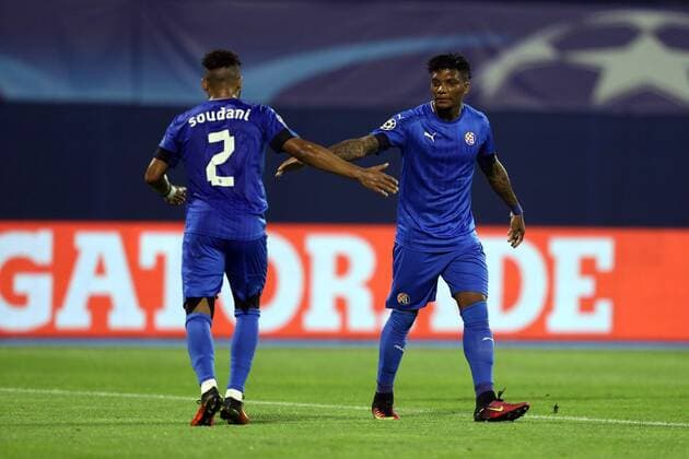 Champions League play off - GNK Dinamo vs FC Red Bull Salzburg 16.08.2016., Zagreb, Croatia - First leg of UEFA Champions League play off at Maksimir stadium between GNK Dinamo and FC Red Bull Salzburg. Soudani, Junior Fernandes.  DaliborxUrukalovic PIXSELL
